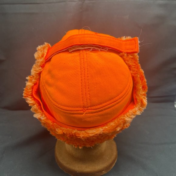 Vintage 1950's Duck Bay Hunter Orange Winter Cap with Ear Flaps Size M - Picture 3 of 9